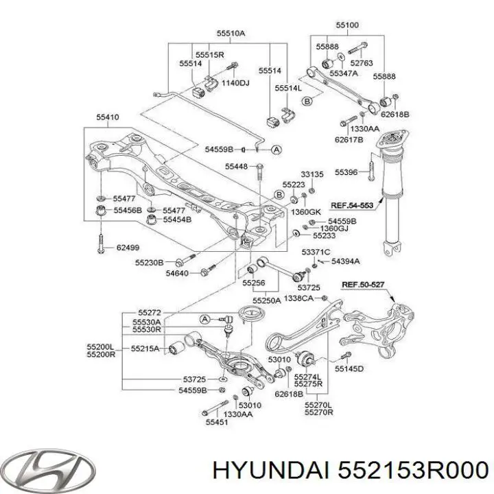 Сайлентблок заднего поперечного рычага внутренний 552153R000 Hyundai/Kia