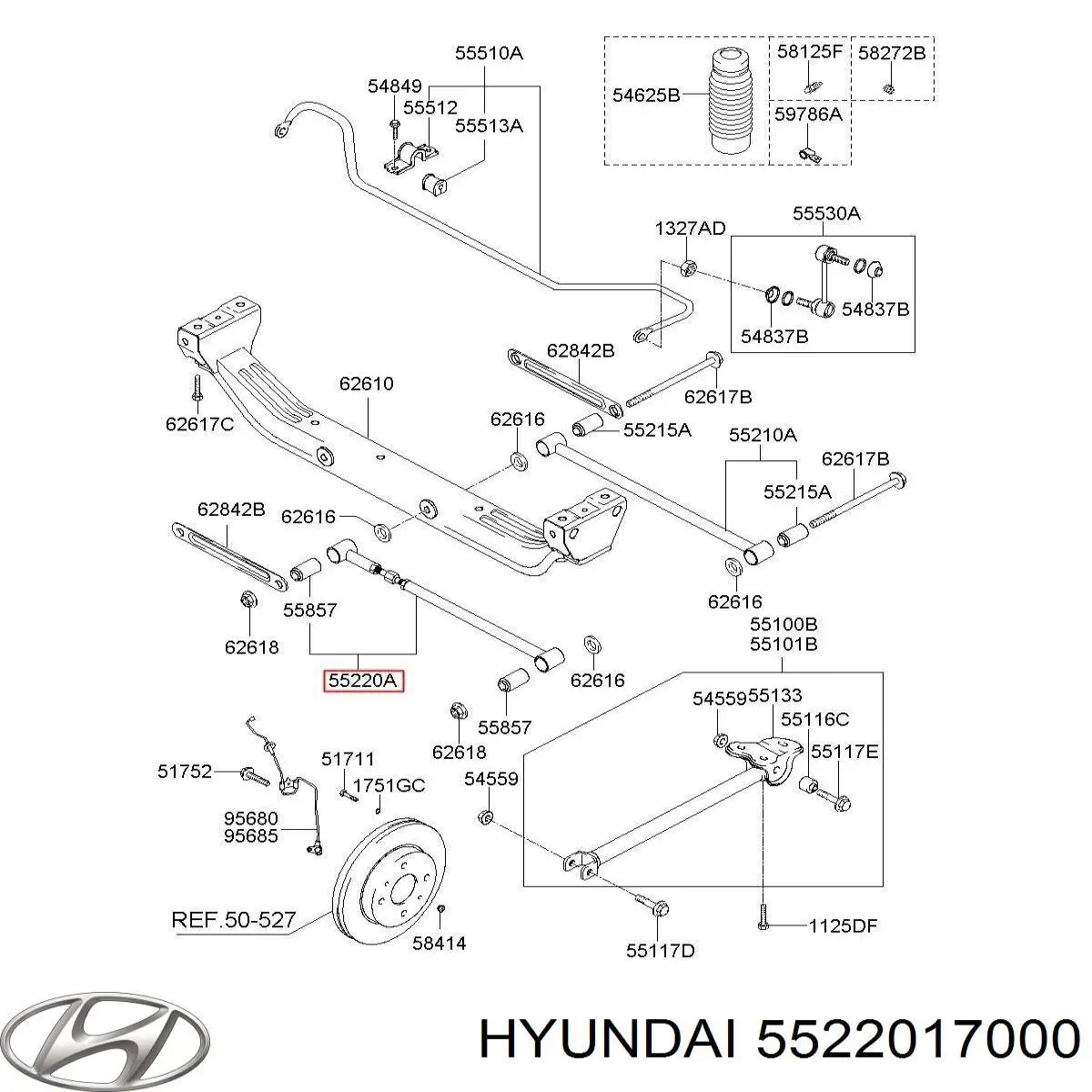 5522017000 Hyundai/Kia рычаг задней подвески нижний левый/правый