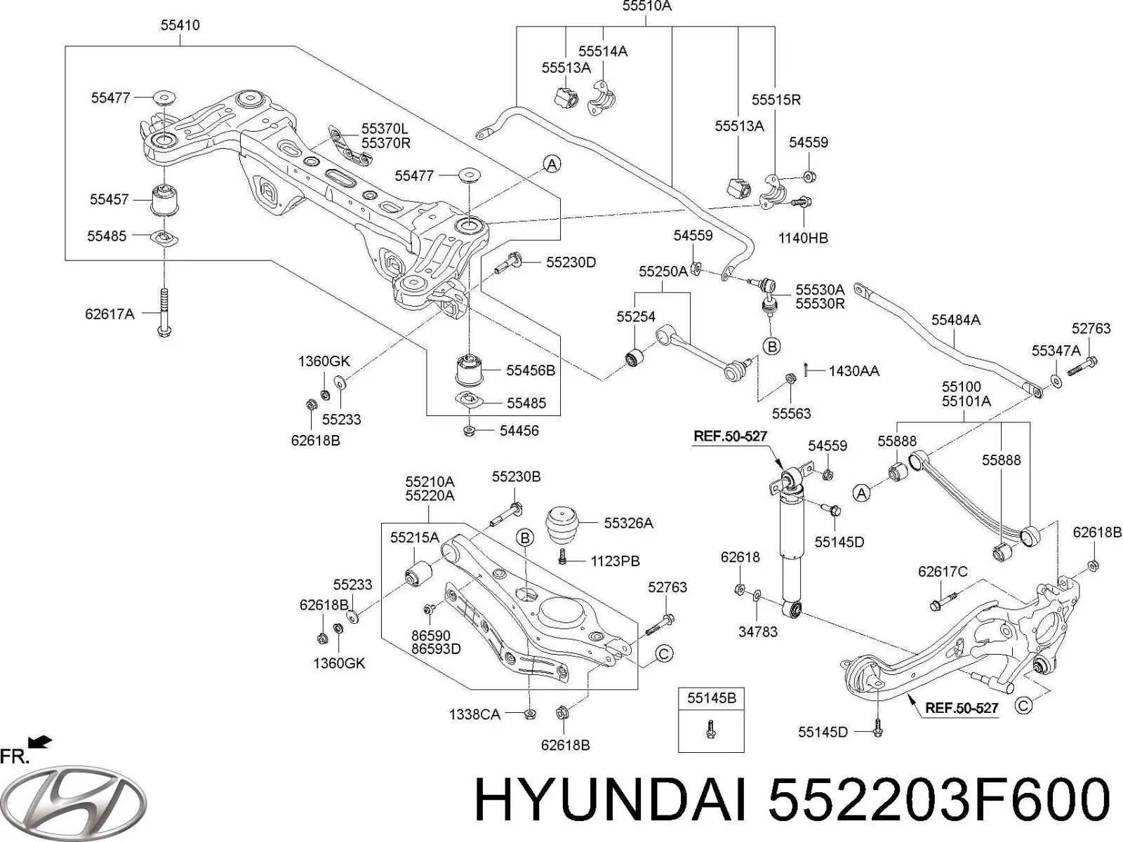 552203F600 Hyundai/Kia рычаг задней подвески нижний правый