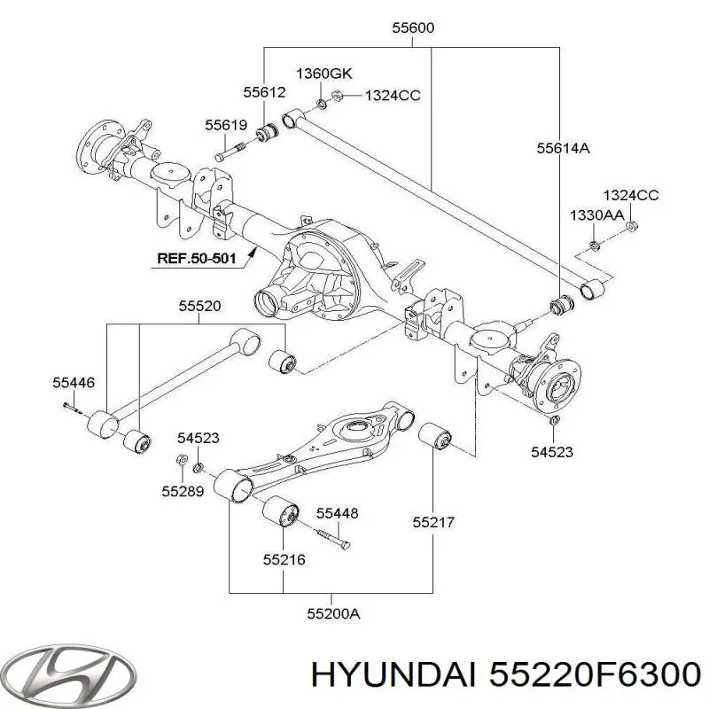 55220F6300 Hyundai/Kia Балансир задний нижний, правый