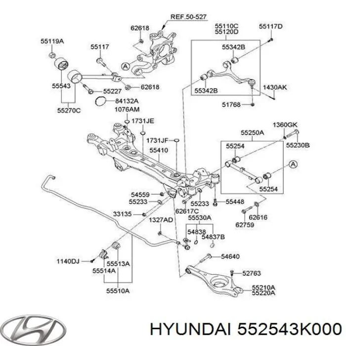 Сайлентблок задней поперечной тяги Hyundai/Kia 552543K000 цена, от 5.43 USD
