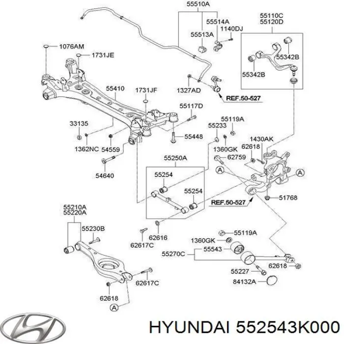 Купить 552543K000 Hyundai/Kia Сайлентблок заднего поперечного рычага