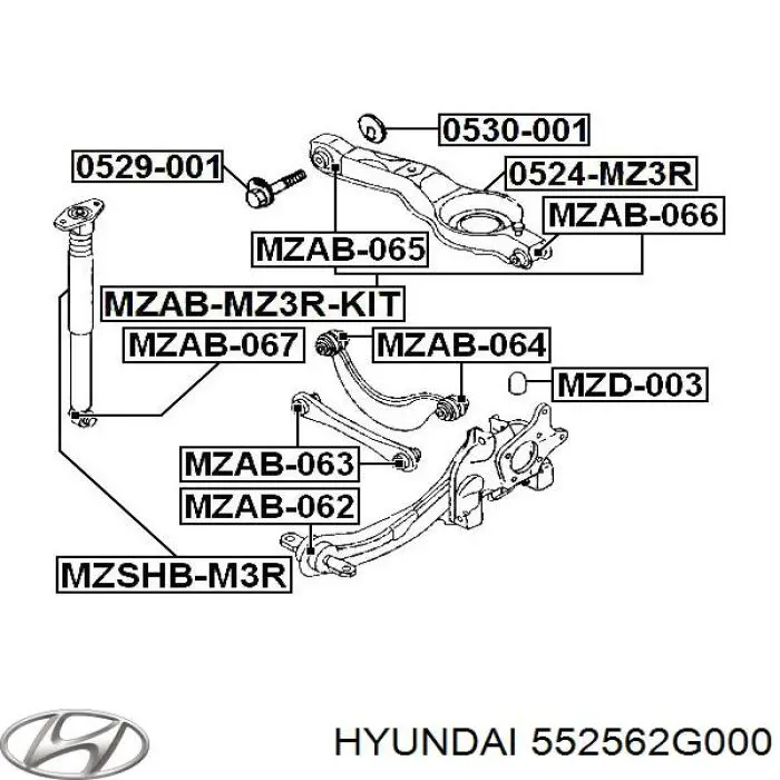 Купить 552562G000 Hyundai/Kia Сайлентблок заднего поперечного рычага внутренний