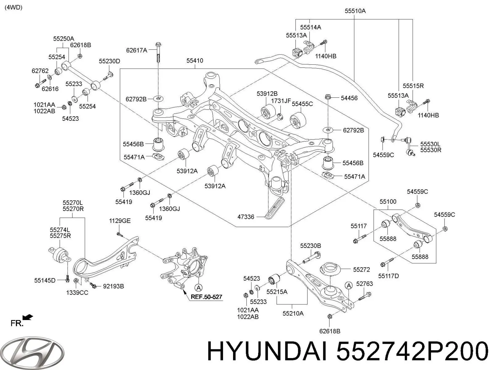 552742P200 Hyundai/Kia Сайлентблоки продольных рычагов передней подвески