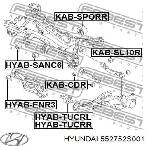 552752S001 Hyundai/Kia Сайлентблок заднего продольного рычага