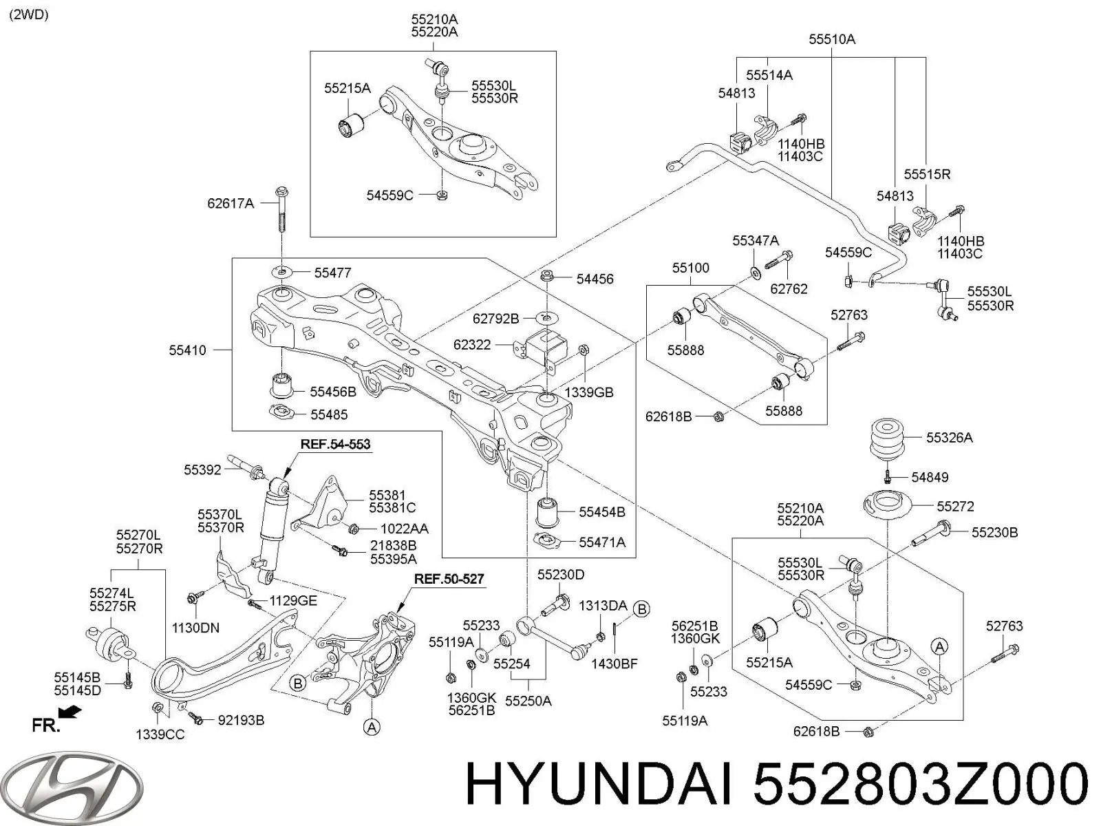Рычаг (тяга) задней подвески продольный нижний правый Hyundai/Kia 552803Z000 цена, от 31.32 USD