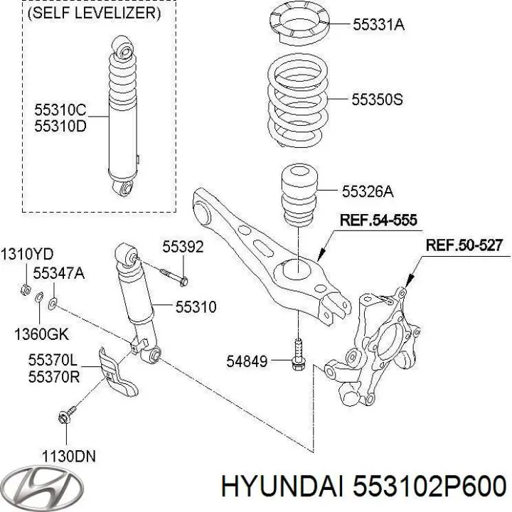 Купить 553102P600 Hyundai/Kia Амортизатор задней подвески