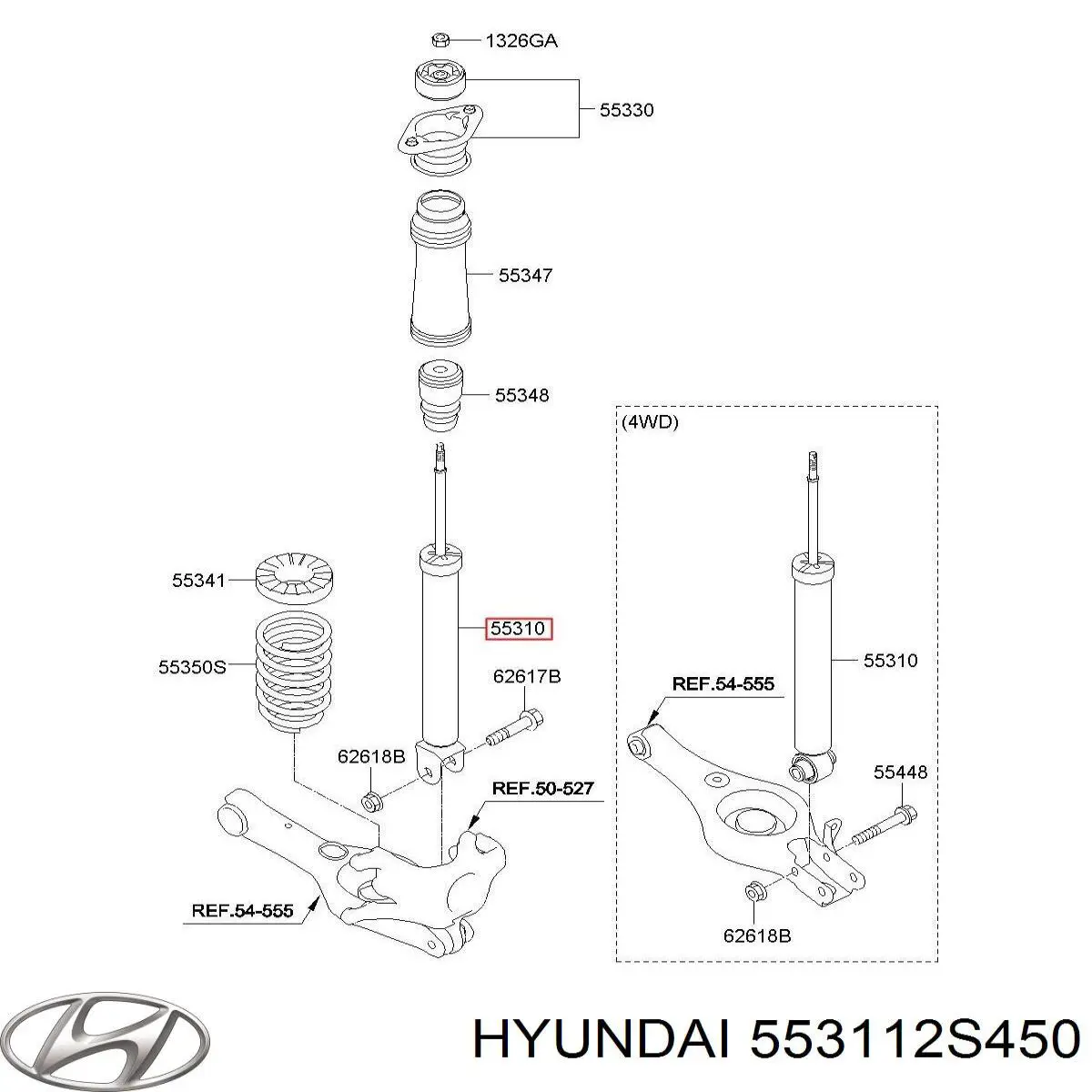 Амортизатор задний 553112S450 Hyundai/Kia
