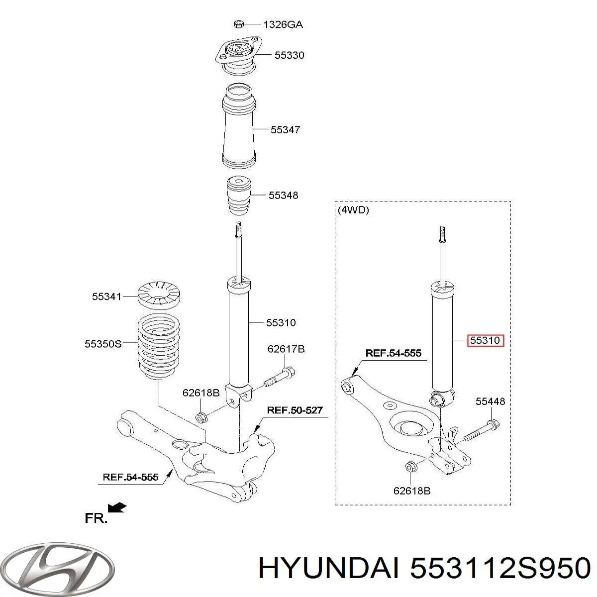 Купить 553112S950 Hyundai/Kia Амортизатор задней подвески