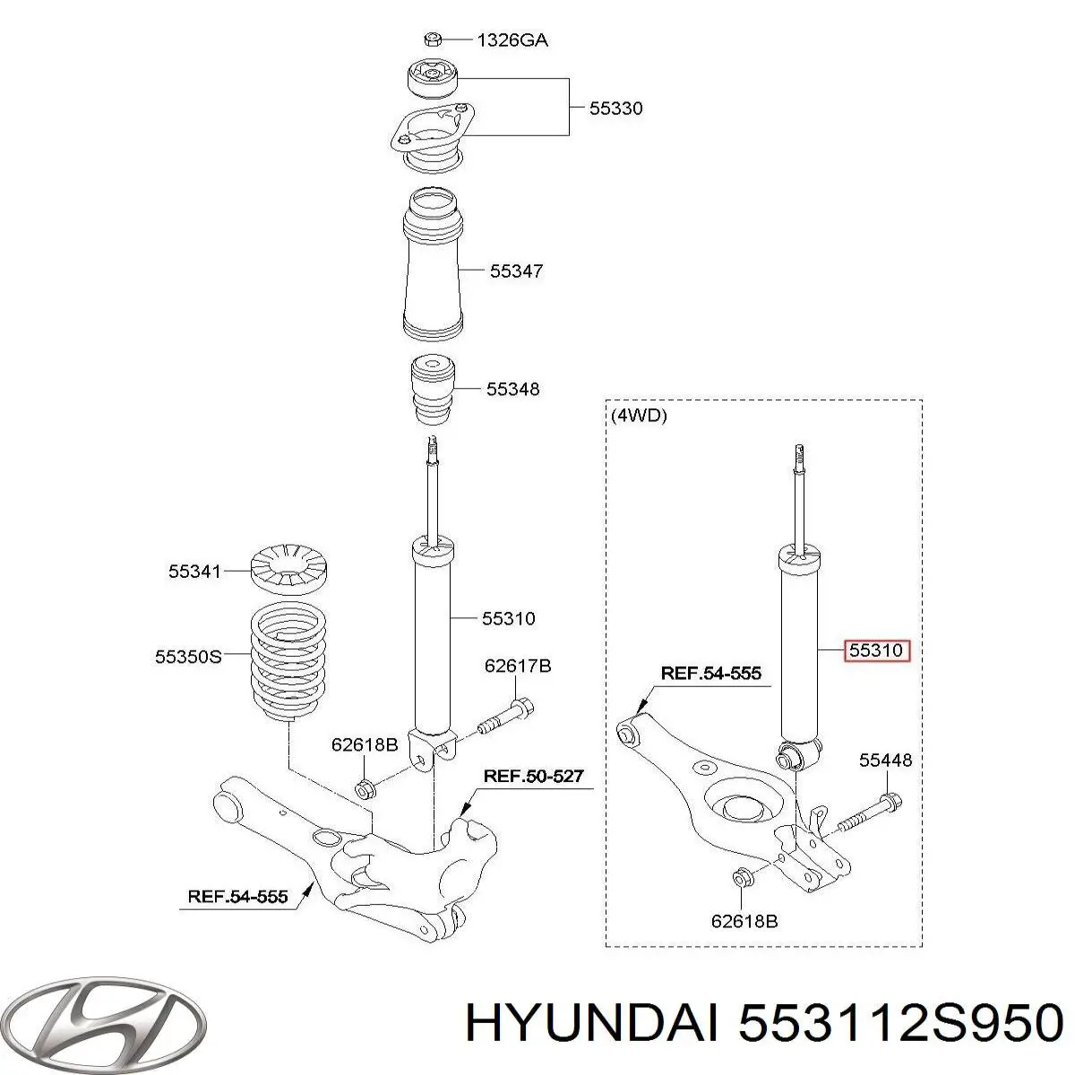 Амортизатор задний 553112S950 Hyundai/Kia