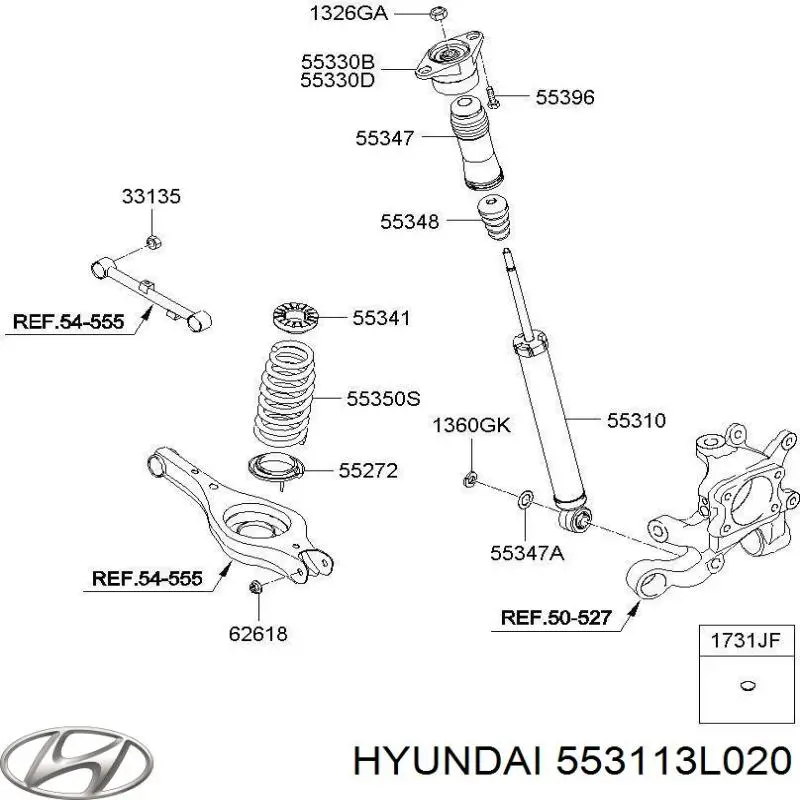 Амортизаторы задние на Hyundai Grandeur  TG