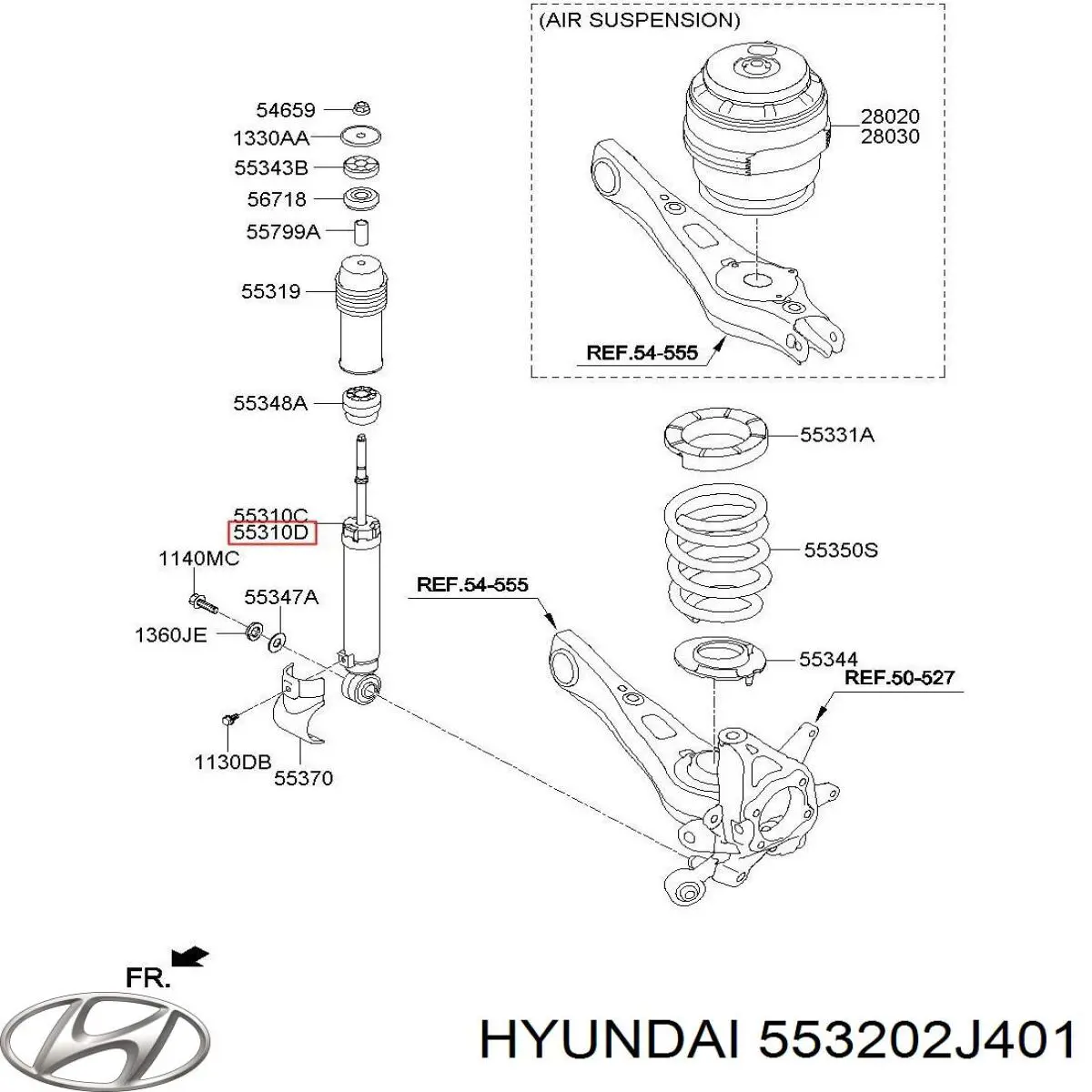 553202J401 Hyundai/Kia амортизатор задний правый