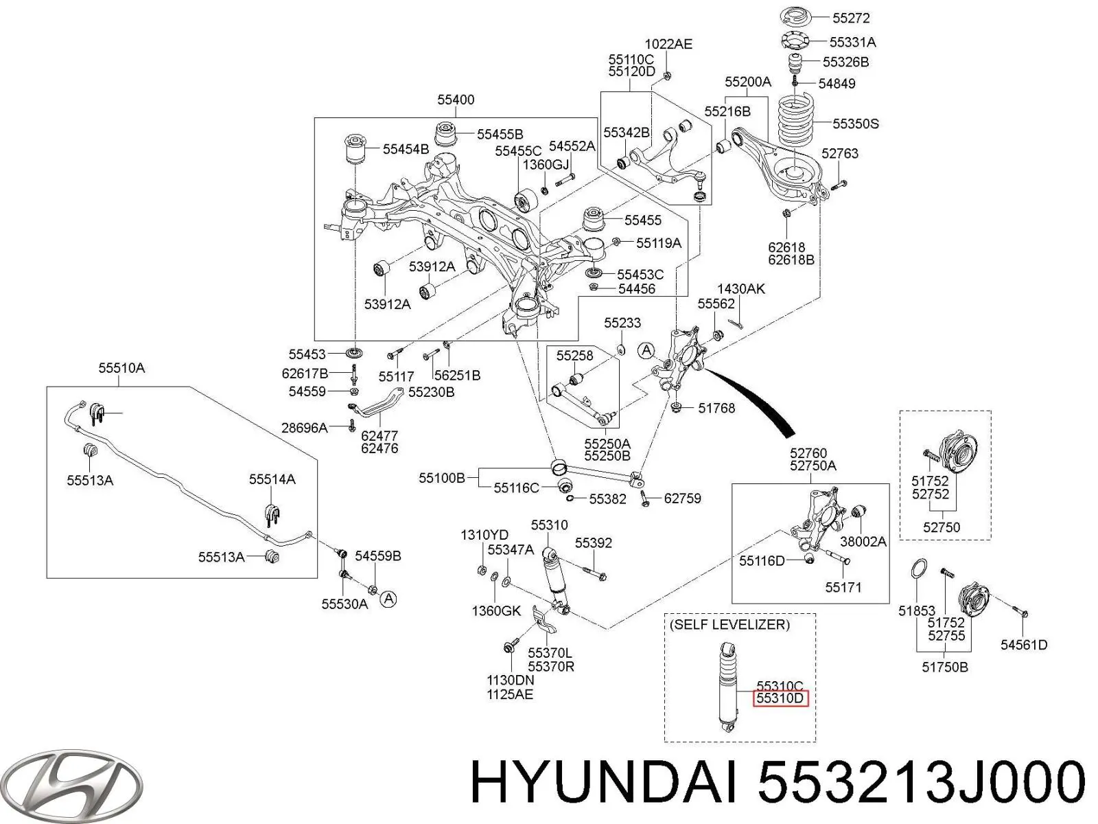 Амортизатор задний правый 553213J000 Hyundai/Kia