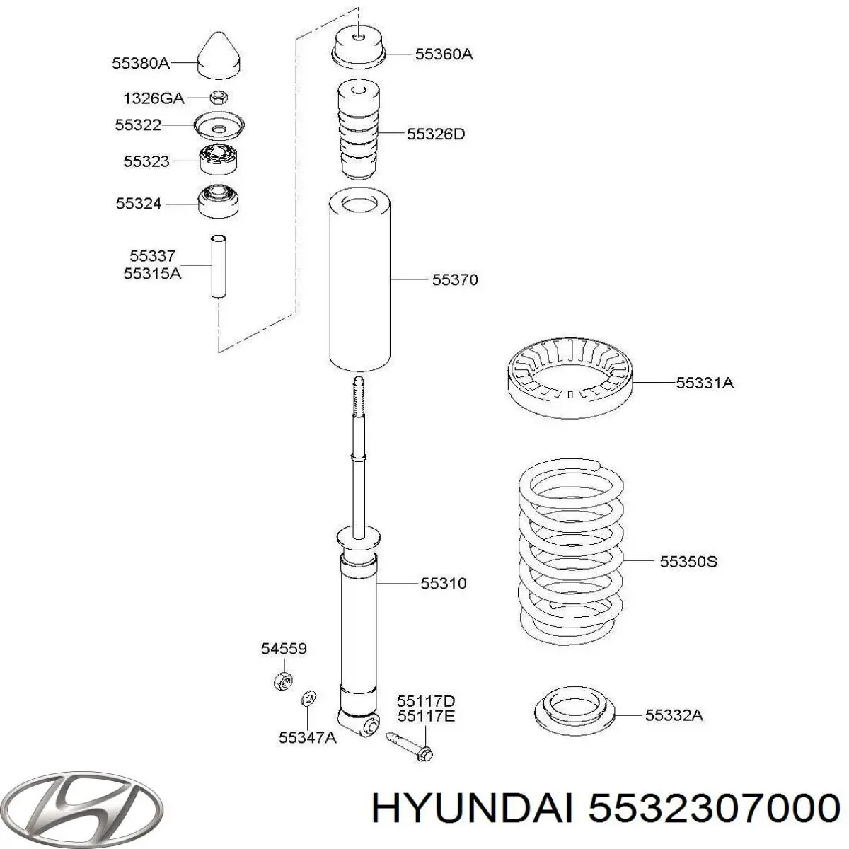 Silentblock en barra de amortiguador trasera 5532307000 Hyundai/Kia