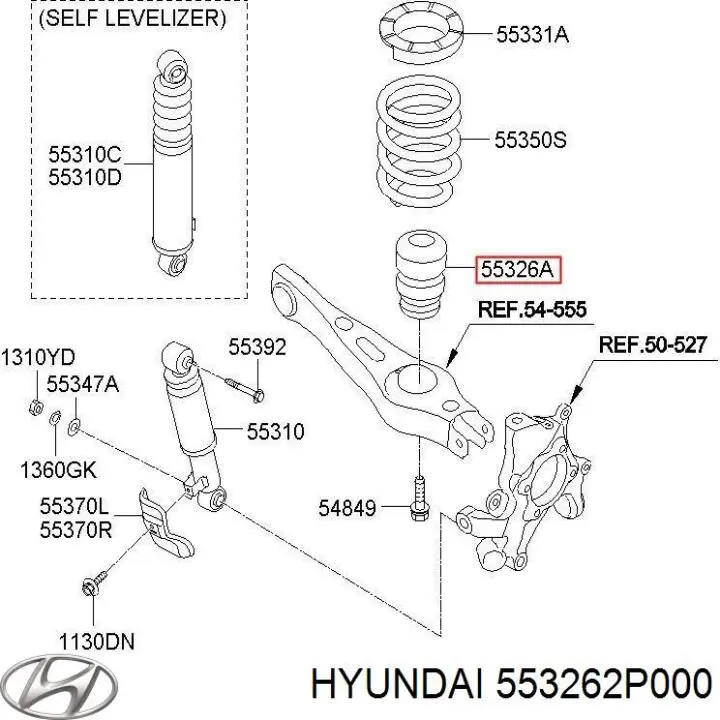 Купить 553262P000 Hyundai/Kia Отбойник амортизатора заднего