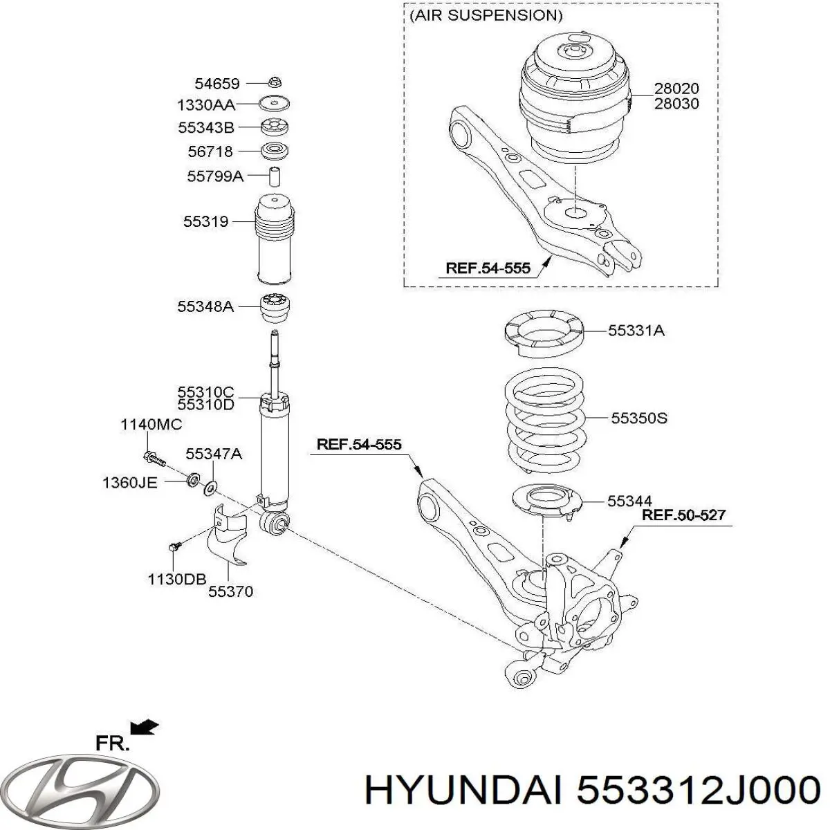 553312J000 Hyundai/Kia пневмоподушка (пневморессора моста заднего)