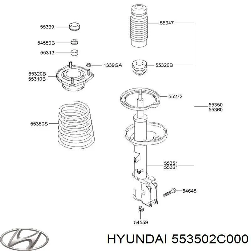 553502C000 Hyundai/Kia амортизатор задний левый