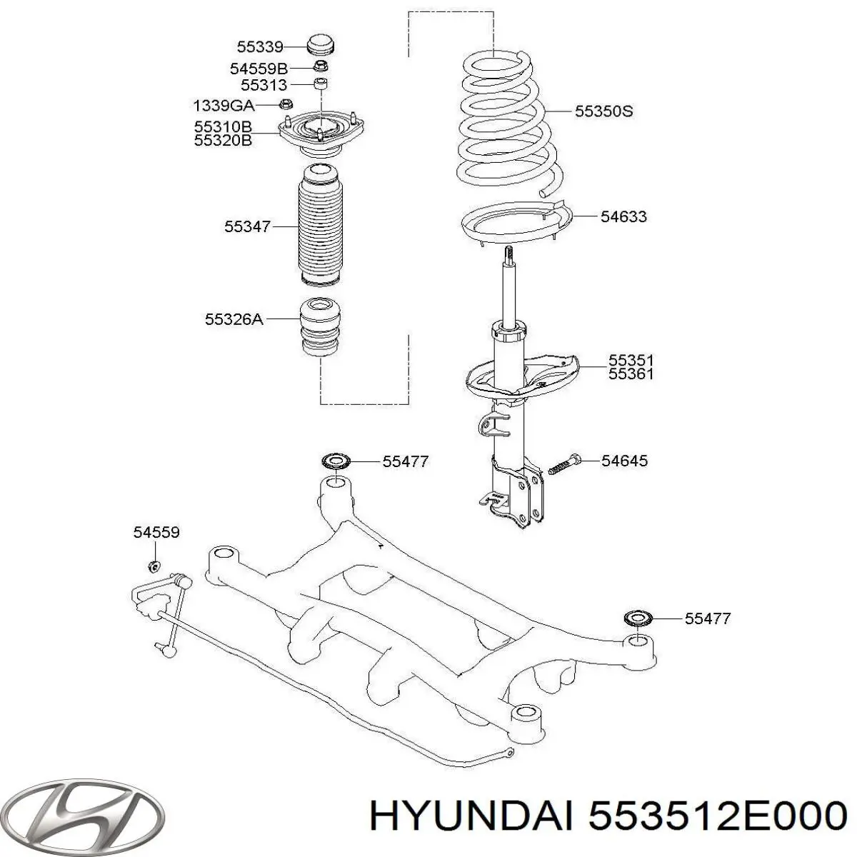 Амортизатор задний левый 553512E000 Hyundai/Kia