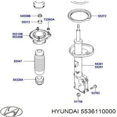 Амортизатор задний правый Hyundai/Kia 5536110000