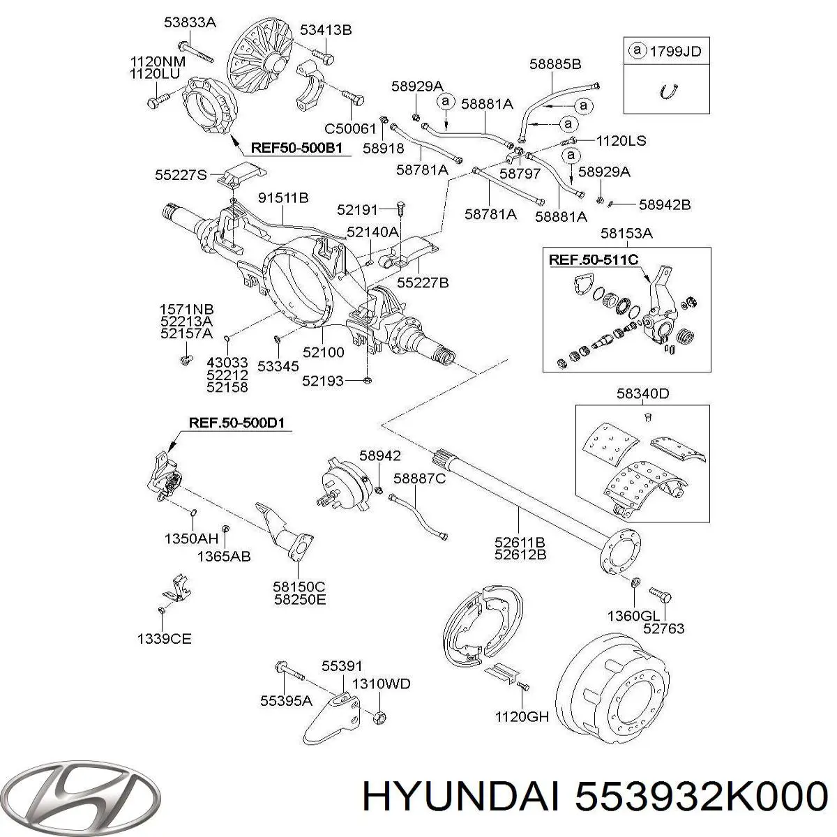Болт крепления амортизатора заднего 553932K000 Hyundai/Kia