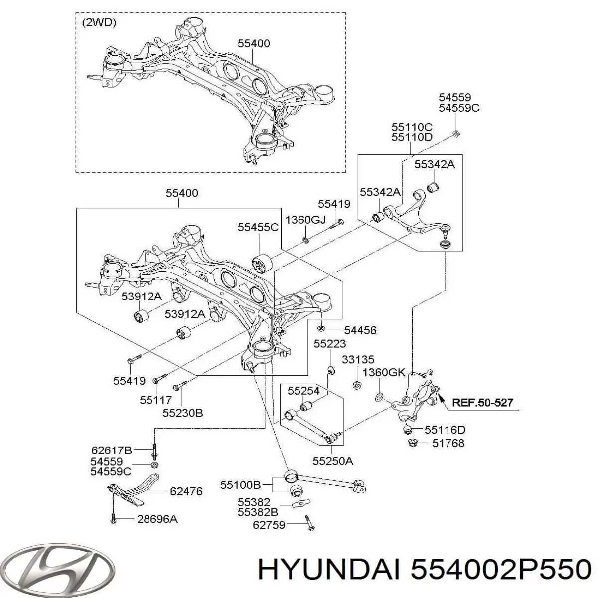 554002P550 Hyundai/Kia балка задней подвески (подрамник)