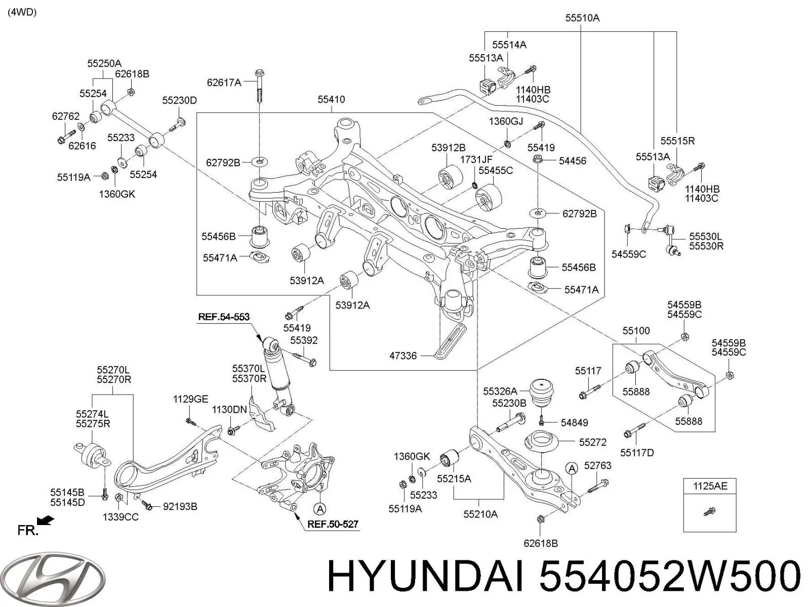554052W500 Hyundai/Kia Подрамник задней подвески