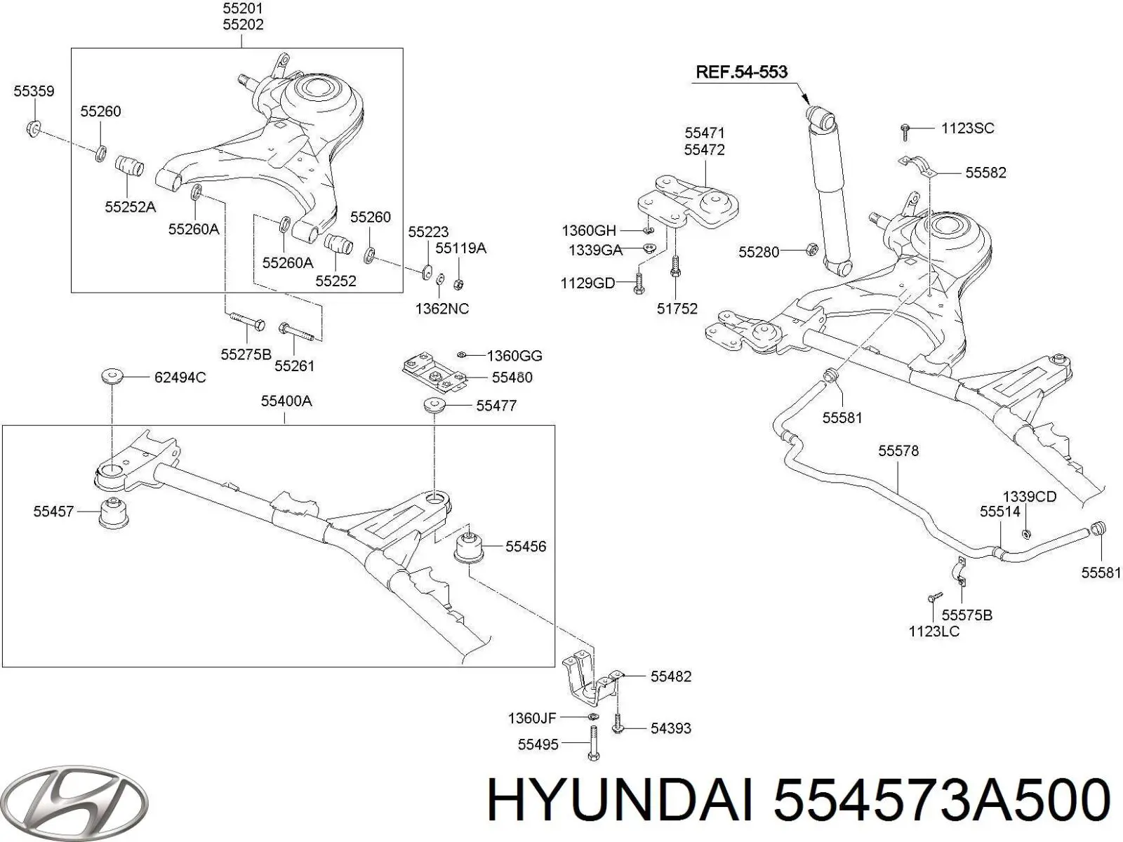 Сайлентблок задней балки HYUNDAI 554573A500