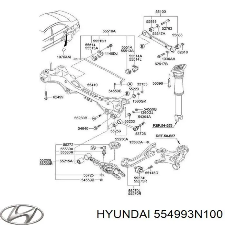 Сайлентблок заднего поперечного рычага наружный 554993N100 Hyundai/Kia