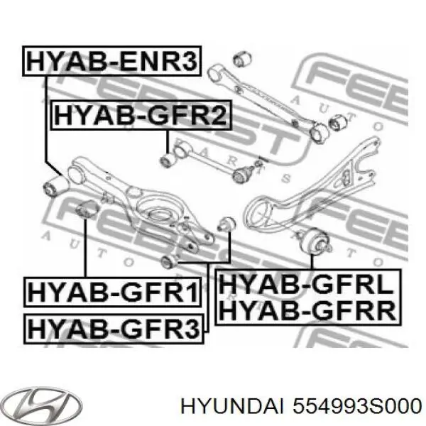 Сайлентблок заднего поперечного рычага Hyundai/Kia 554993S000