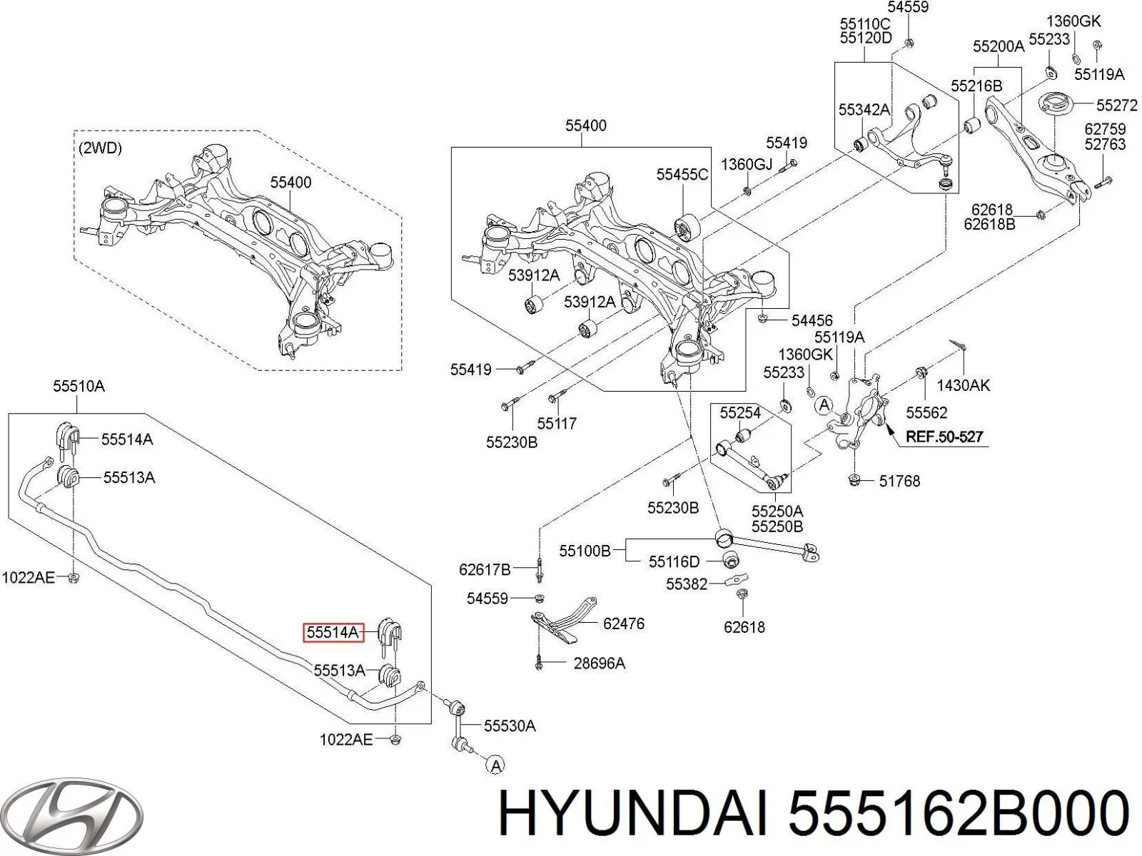 Хомут крепления втулки стабилизатора заднего Hyundai/Kia 555162B000 цена, от 5.14 USD