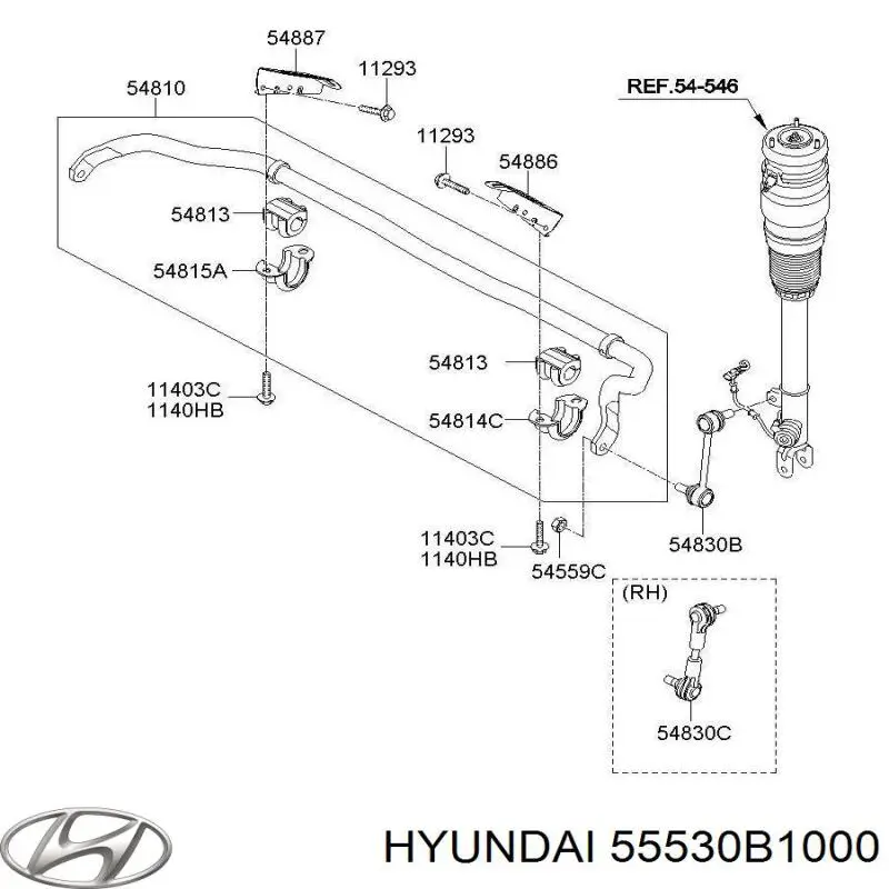 55530B1000 Hyundai/Kia Стойка стабилизатора задняя левая
