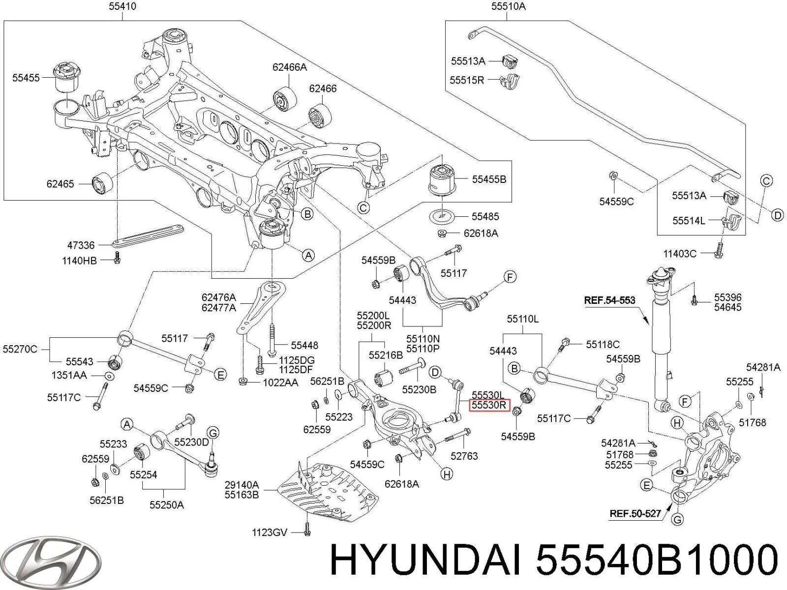 55540B1000 Hyundai/Kia стойка стабилизатора заднего правая
