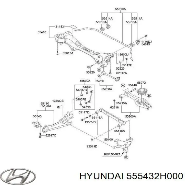 Suspensión, brazo oscilante, eje trasero 555432H000 Hyundai/Kia