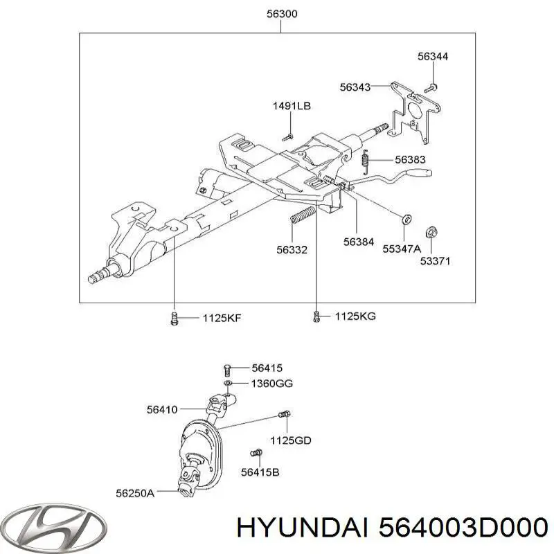Вал рулевой колонки нижний на Hyundai Sonata 