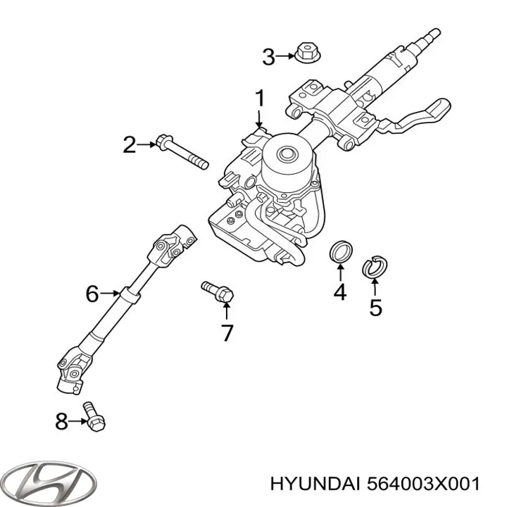 564003X001 Hyundai/Kia Вал рулевой колонки, нижний
