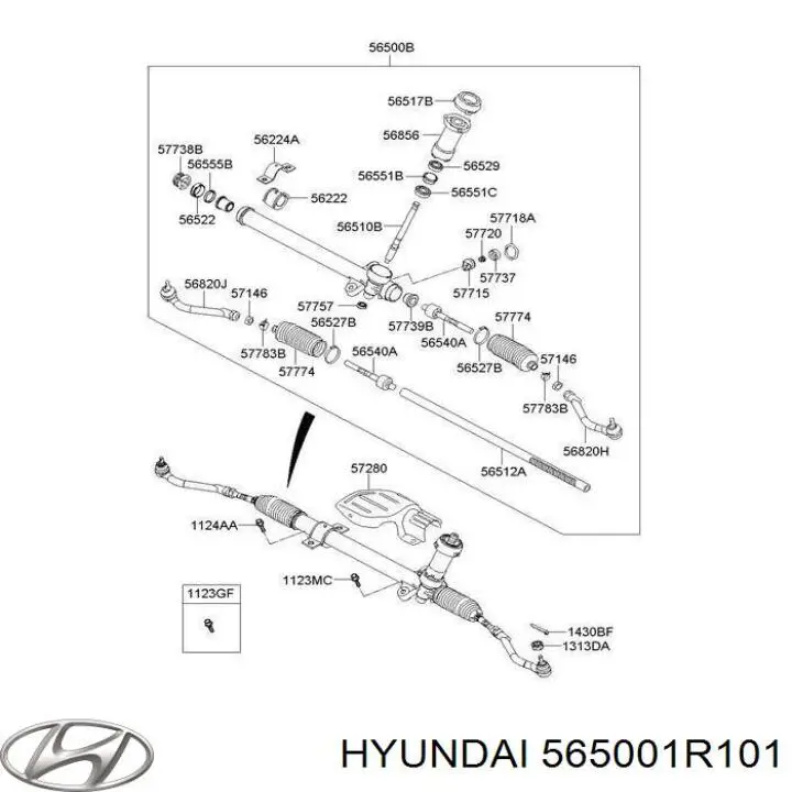 Рейка рульова 565001R101 Hyundai/Kia