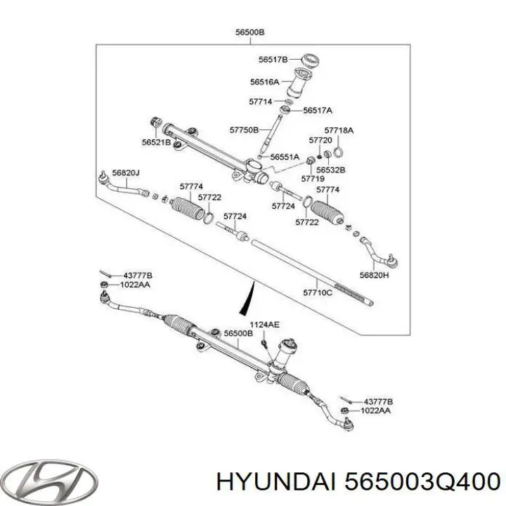 Рулевая рейка 565003Q400 Hyundai/Kia