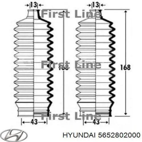Пыльник рулевого механизма (рейки) левый 5652802000 Hyundai/Kia