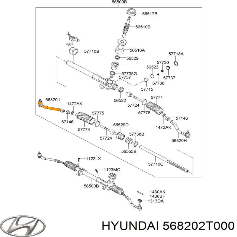 Наконечник рулевой тяги Hyundai/Kia 568202T000
