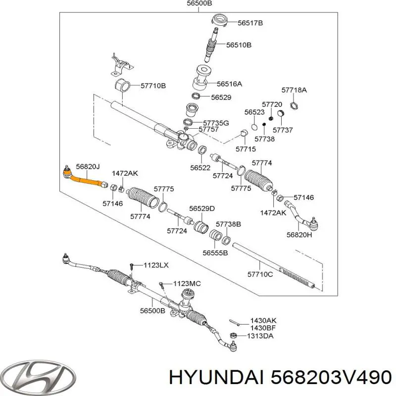 Купить 568203V490 Hyundai/Kia Наконечник рулевой тяги, внешний