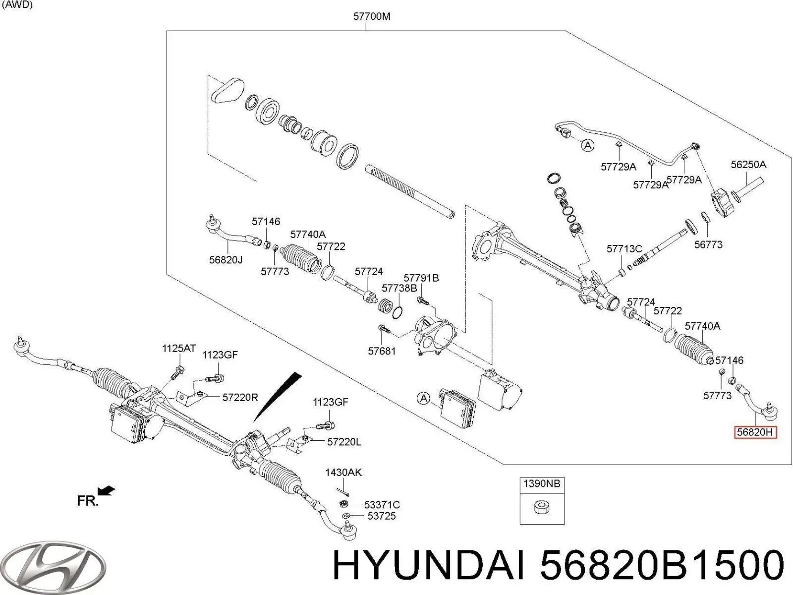 Рулевой наконечник Hyundai/Kia 56820B1400 цена, от 29.75 USD