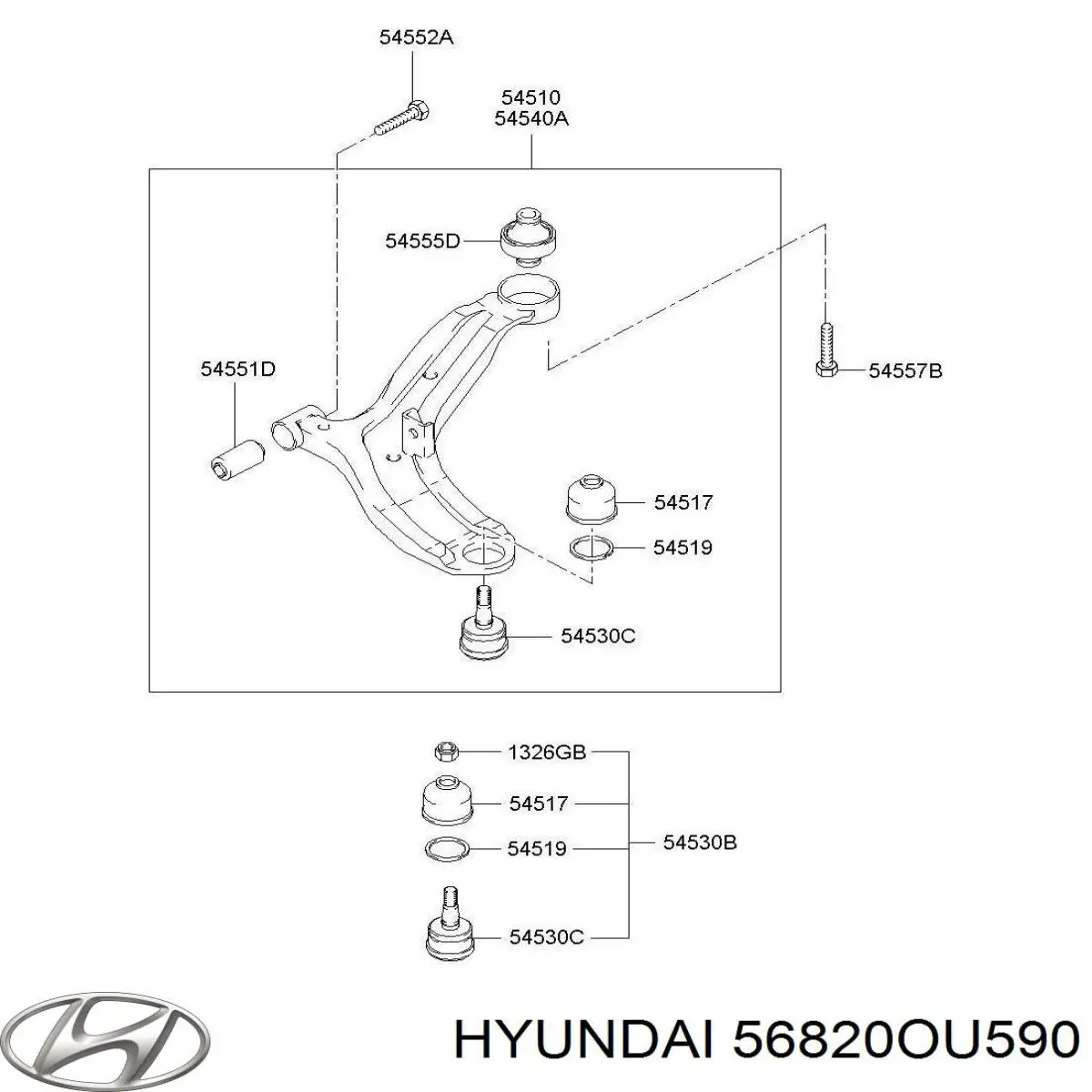 Купить 56820OU590 Hyundai/Kia Наконечник рулевой тяги, внешний