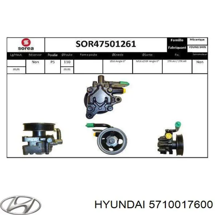 Купить 571002F300 Hyundai/Kia Насос рулевого управления
