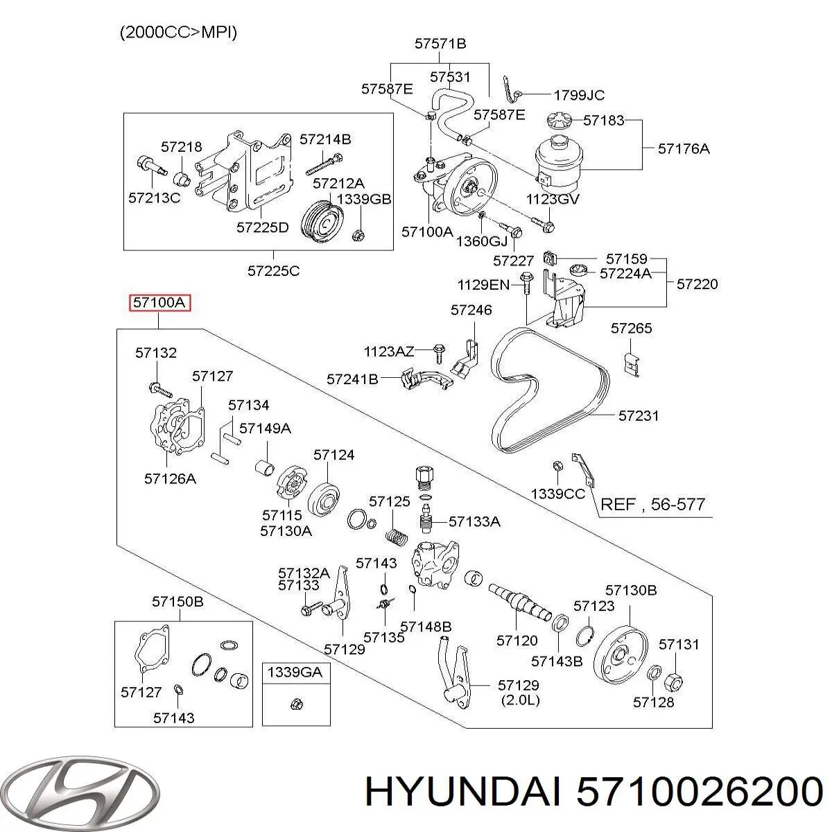 Насос ГУР 5710026200 Hyundai/Kia