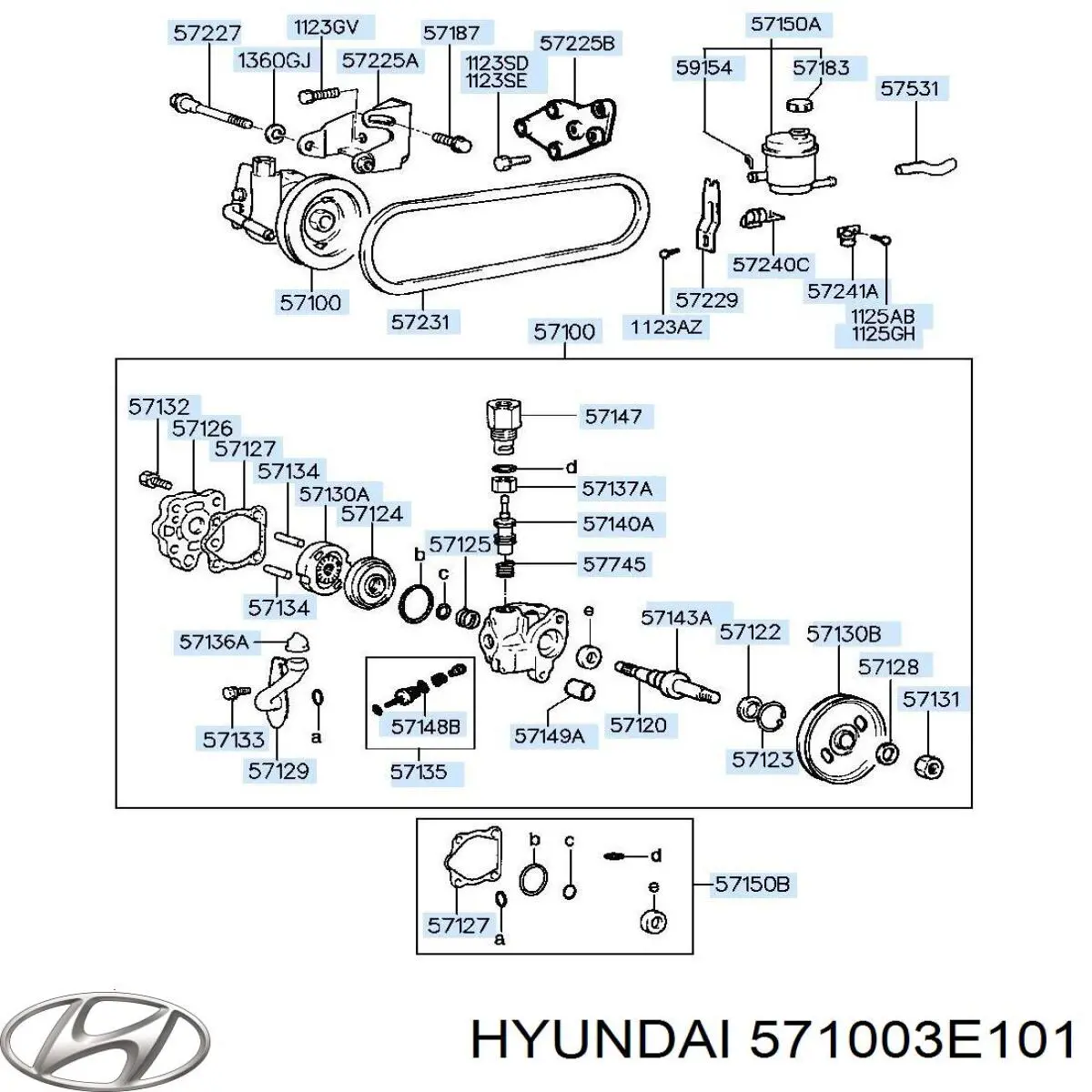 Купить 571003E101 Hyundai/Kia Насос рулевого управления