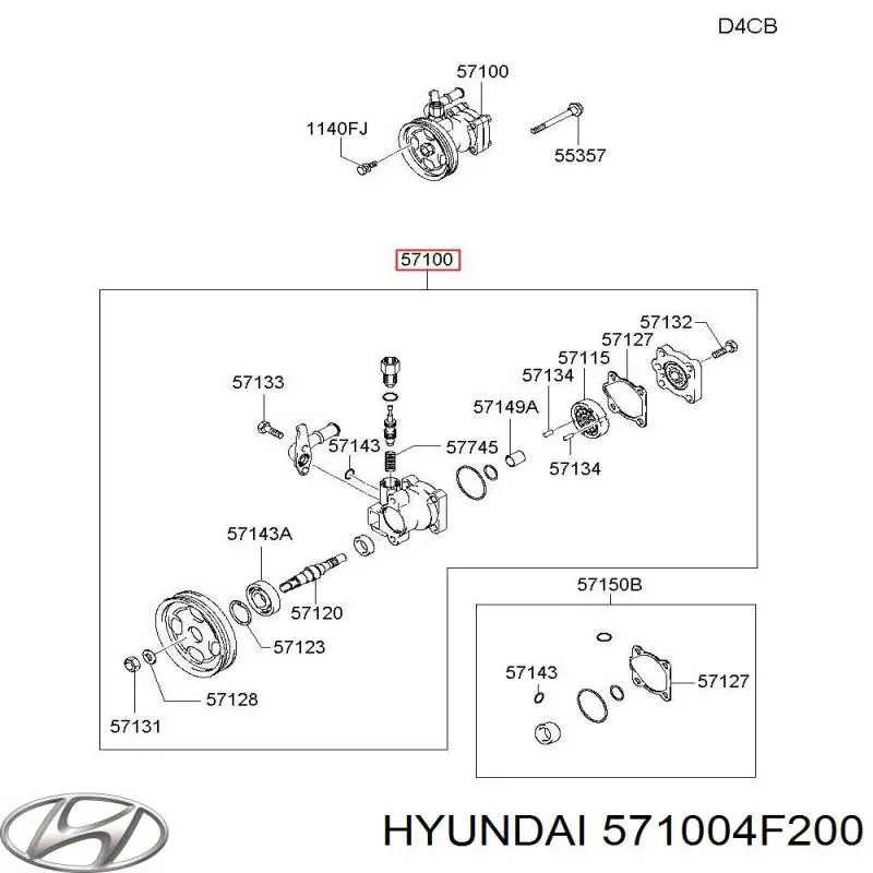 Насос гидроусилителя руля (ГУР) на Hyundai H100 