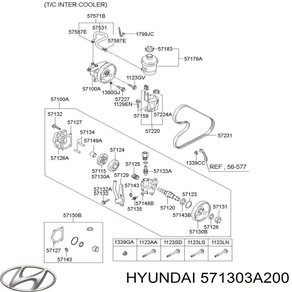 571303A200 Hyundai/Kia polia de bomba da direção hidrâulica assistida