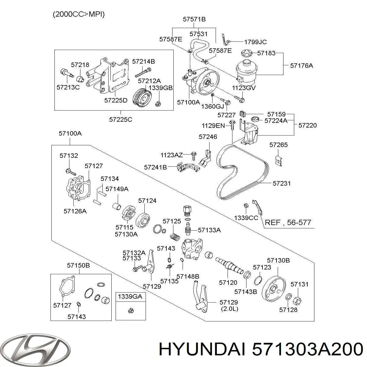 Шкив лопастного насоса гидроусилителя руля Hyundai/Kia 571303A200 цена, от 24.86 USD