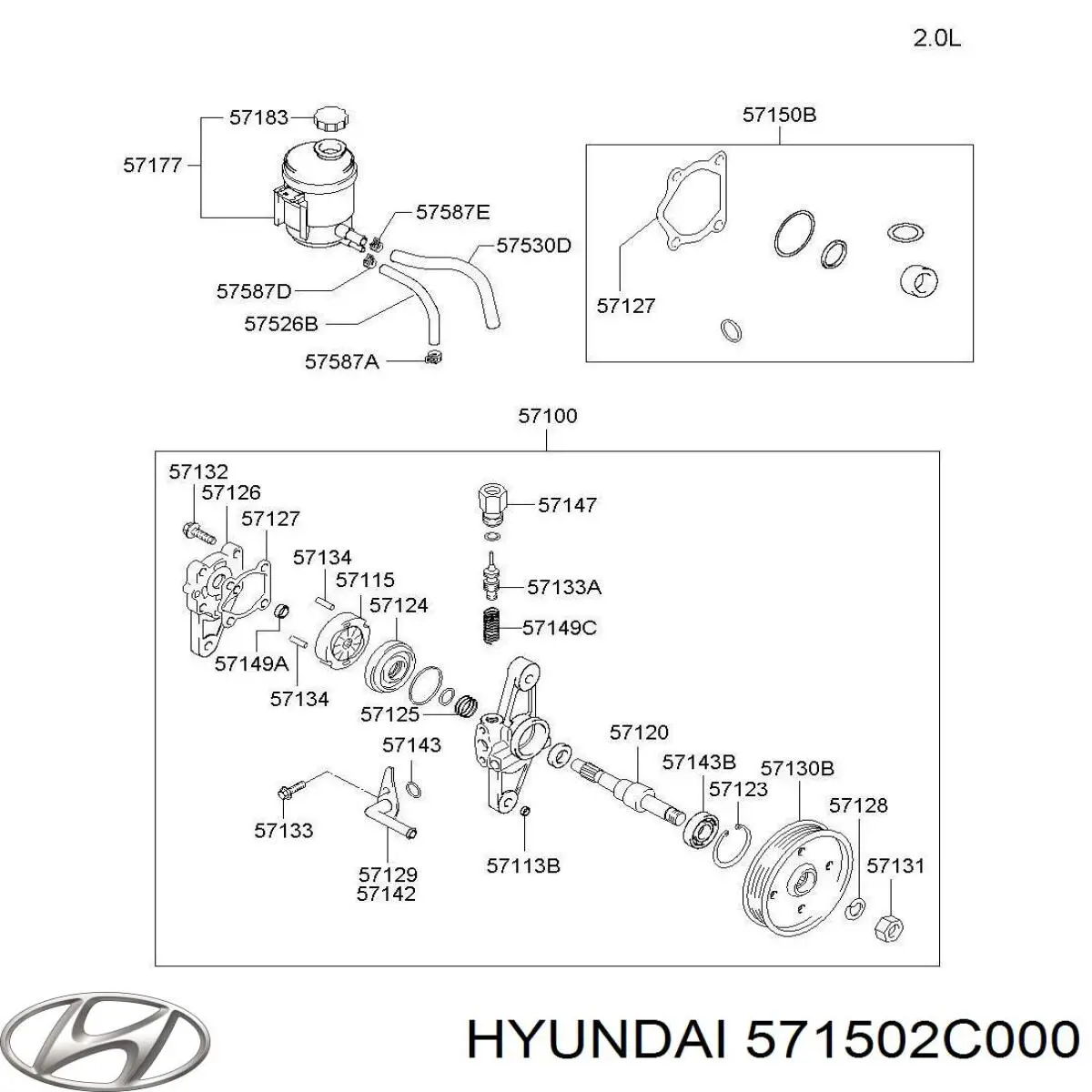 Насос ГУР 571502C000 Hyundai/Kia