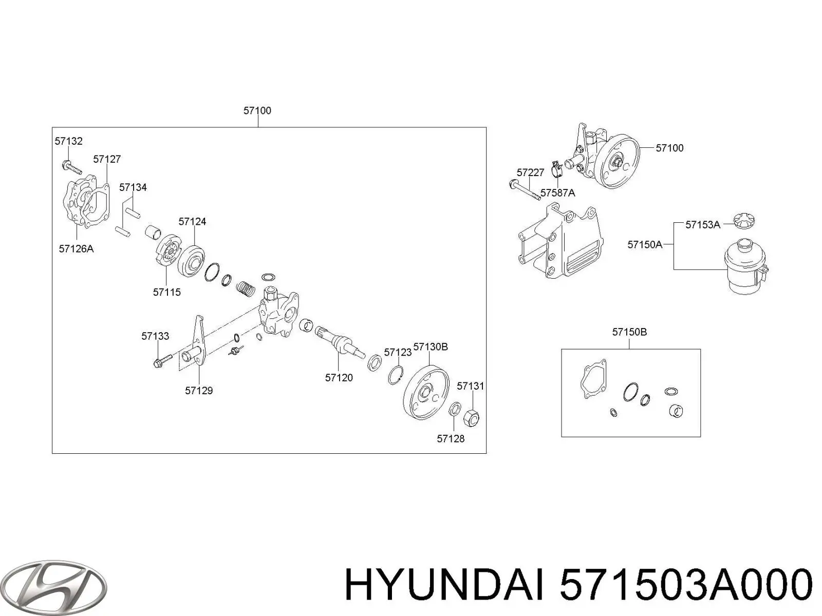 Бачок насоса ГУР Hyundai/Kia 571503A000 цена, от  USD